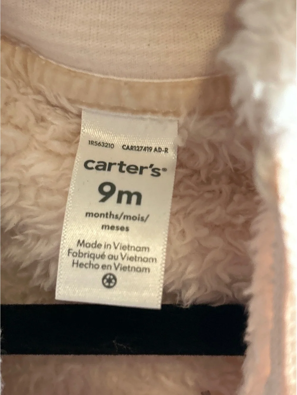 Carter's 9M Fuzzy Bear Hooded One-Piece Baby Outfit